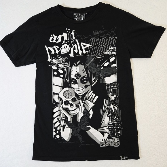 Killstar Tops - Killstar Anti People Person Short Sleeve‎ Shirt Black Top Women's Size M